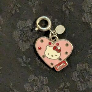 Charm It! Sanrio Hello Kitty Pink And Red Love Heart Charm - Missing Rhinestones